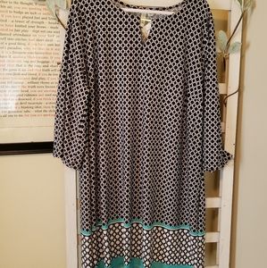 NWT Mod 3/4 Sleeve Dress with Blue Accent